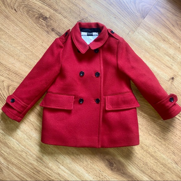Girls Burberry Wool Blend Pleated Coat 3T - Picture 3 of 9